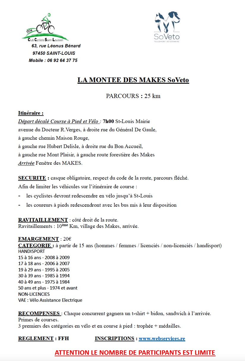 REGLEMENT Montee des Makes SOVETO CCSL 2024