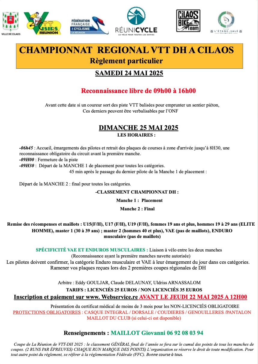 REGLEMENT Champ.VTT DHI Cilaos 2025