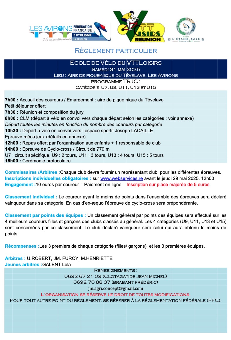 1 REGLEMENT TRJC EDV VTTL
