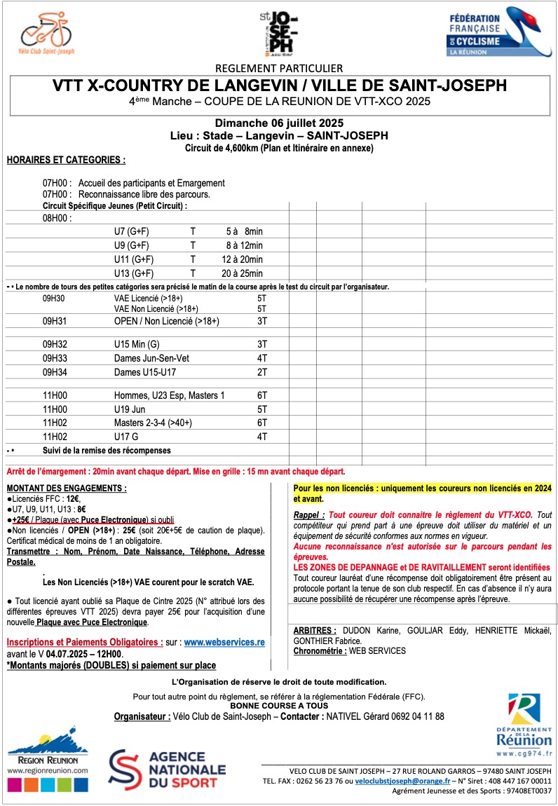 REGLEMENT VTT XC Langevin VCSJ